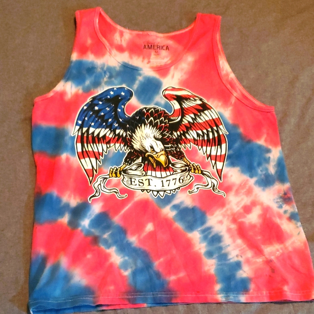 *2 For $10* Unisex Tie Dye Eagle, Fourth Of July, 'Merica Tank Top